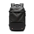 Black backpack on a white background