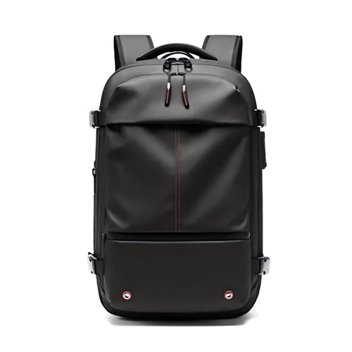 Black backpack on a white background