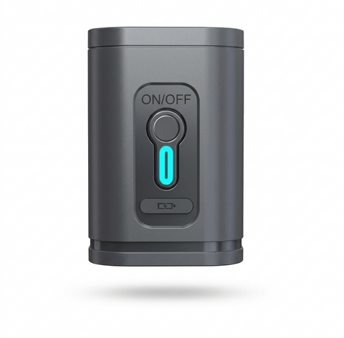 Gray electronic vacuum device with on/off switch on a white background